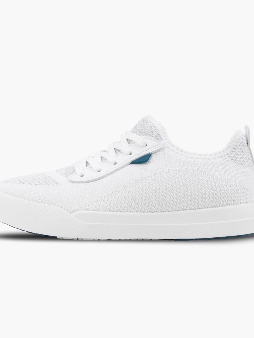 Vessi White Knit Waterproof Lace-Up Sneaker with Teal Accent